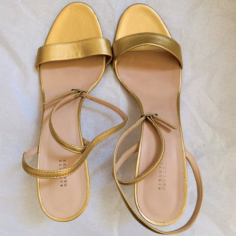 Barney’s New York Gold Julie Heels